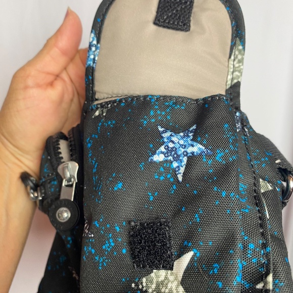 Kipling Presto Up Waistpack Black and Blue Star Print - Picture 8 of 12
